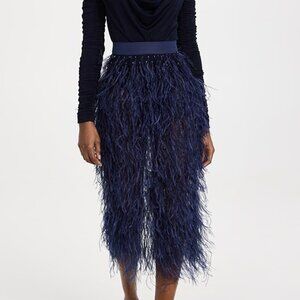 ALIÉTTE Ostrich Feather Midi Skirt  Ostrich Feather Midi Skirt 4